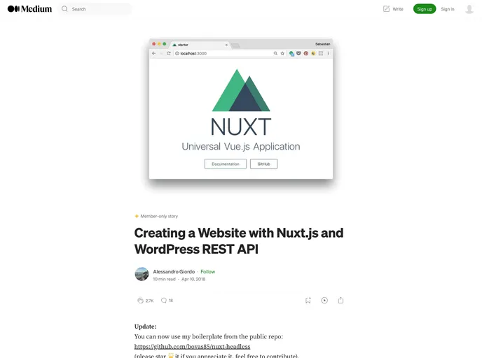 Nuxt Headless screenshot