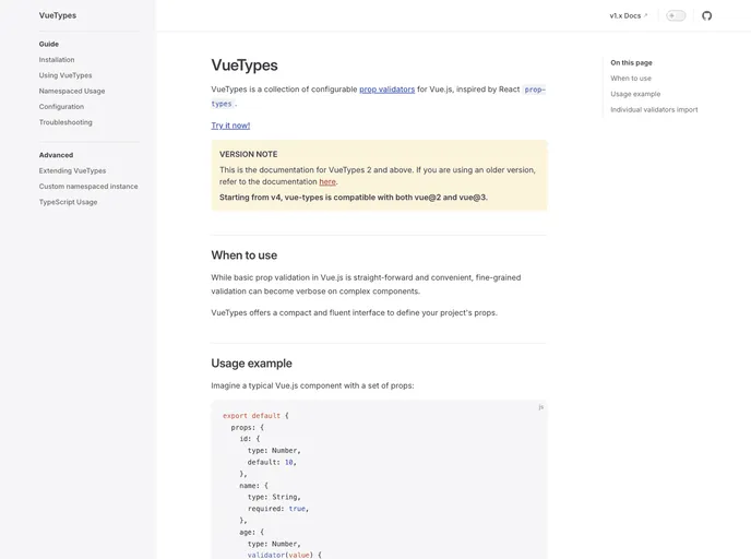 Vue Types screenshot