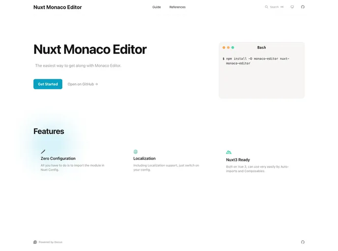 Nuxt Monaco Editor screenshot