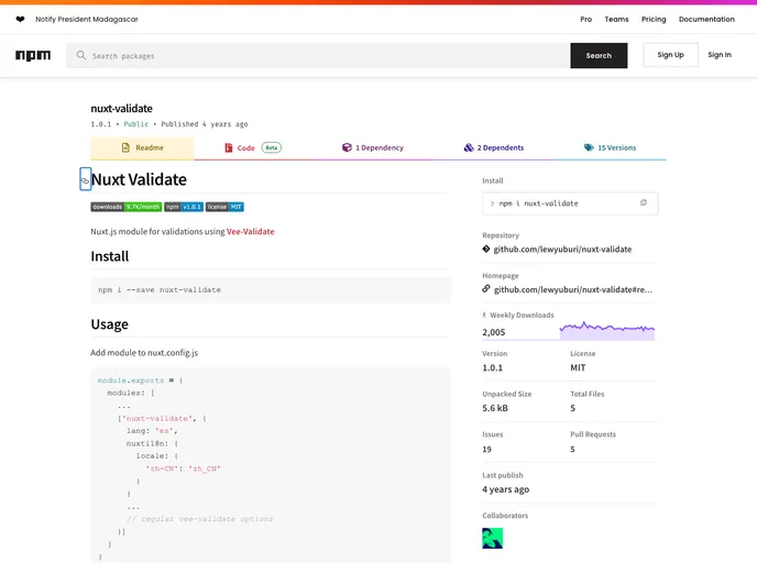 Nuxt Validate screenshot