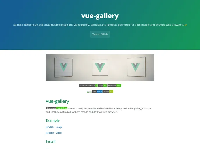 Vue Gallery screenshot