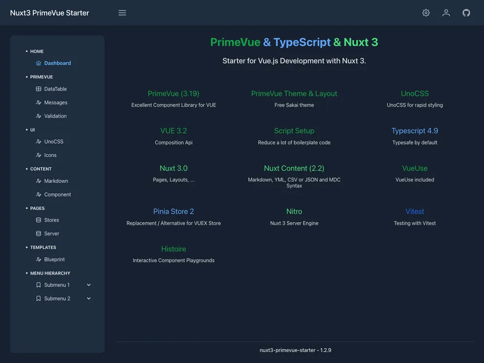 Nuxt3 Primevue Starter screenshot