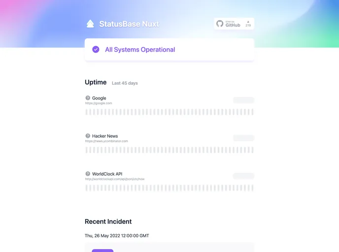 Statusbase Nuxt screenshot