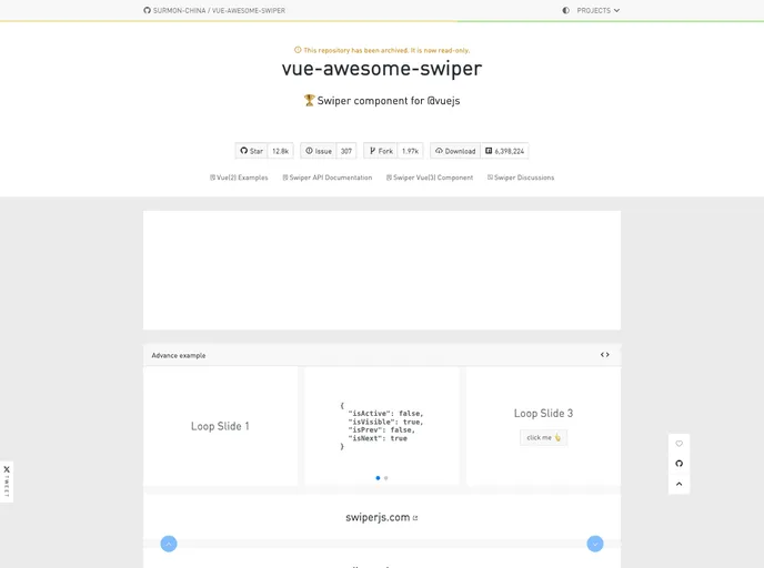 Vue Awesome Swiper screenshot